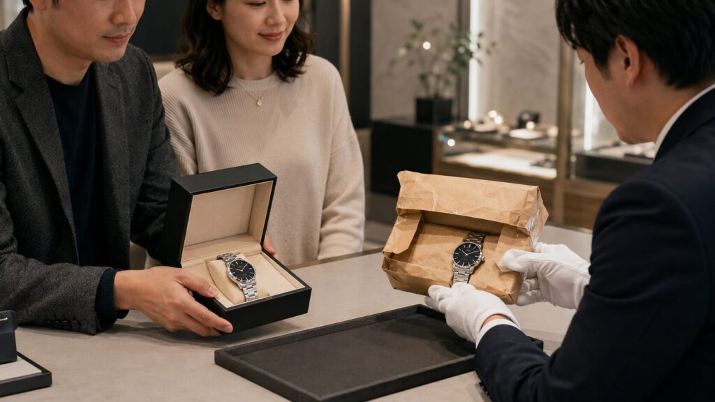 IWCの正規流通品と並行輸入品でオーバーホール受付を確認するイメージ
