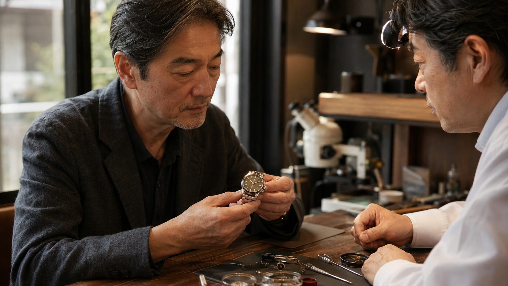 古いロレックスのオーバーホールで文字盤やケースの価値を守る日本人男性