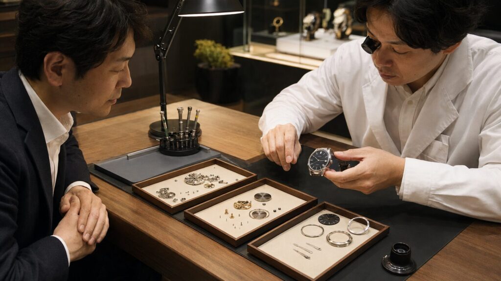 時計オーバーホールで追加部品交換の連絡条件と予算上限を相談
