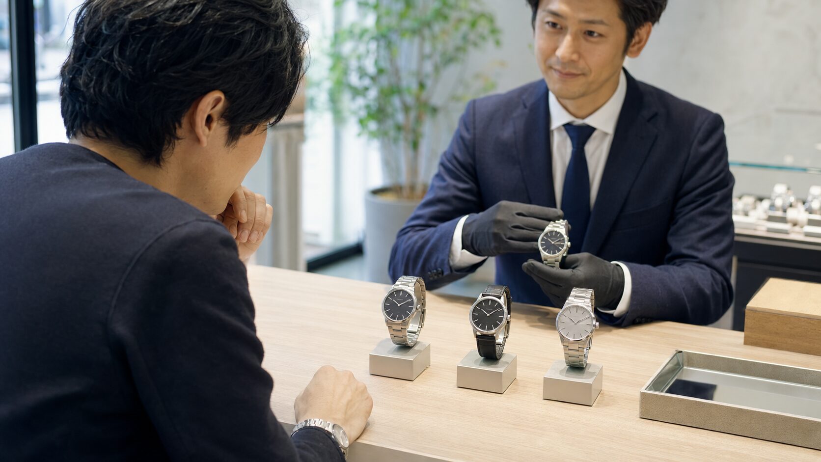 オーバーホール不要の高級時計があるか駆動方式を比較する日本人男性