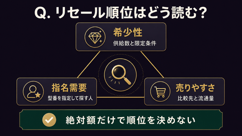 オメガのリセール順位を希少性・指名需要・売りやすさで読む図解