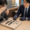 パネライ向けDバックルと厚手の革ベルトの適合を確認する日本人の時計所有者