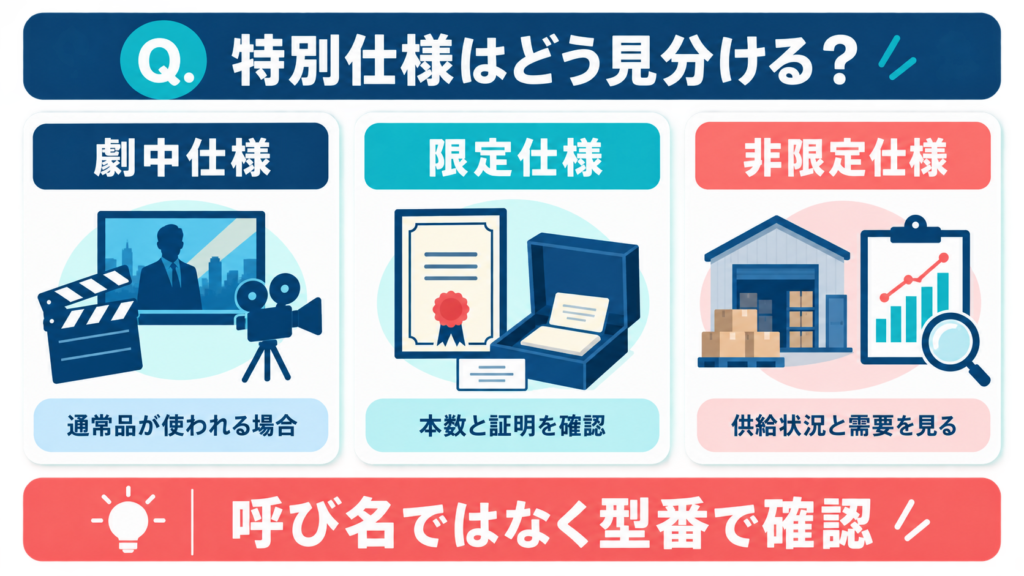 シーマスターの劇中仕様・限定仕様・非限定仕様を型番で見分ける図解