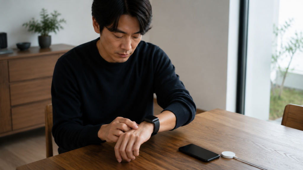 スマートウォッチと基本アプリを追加契約なしで使う場面
