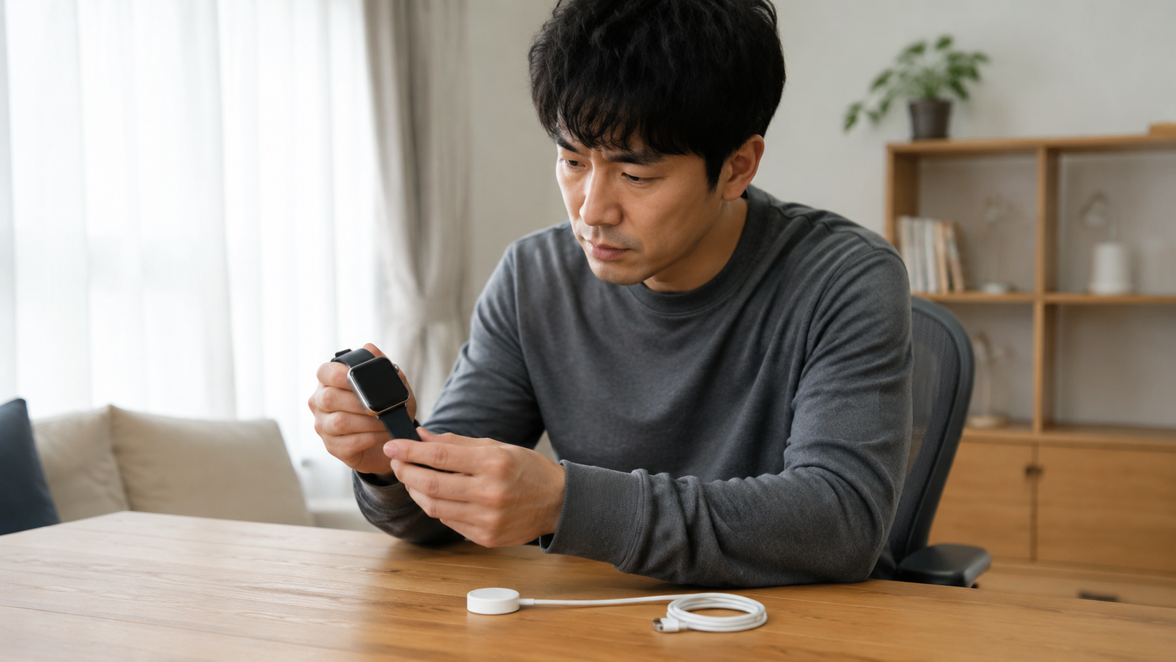 スマートウォッチが充電できない原因を充電台とケーブルから確認する日本人