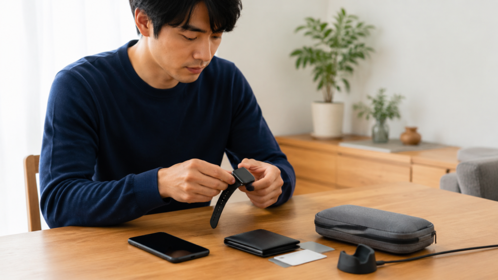 スマートウォッチ電池交換前にスマホ同期と決済移行を準備する日本人