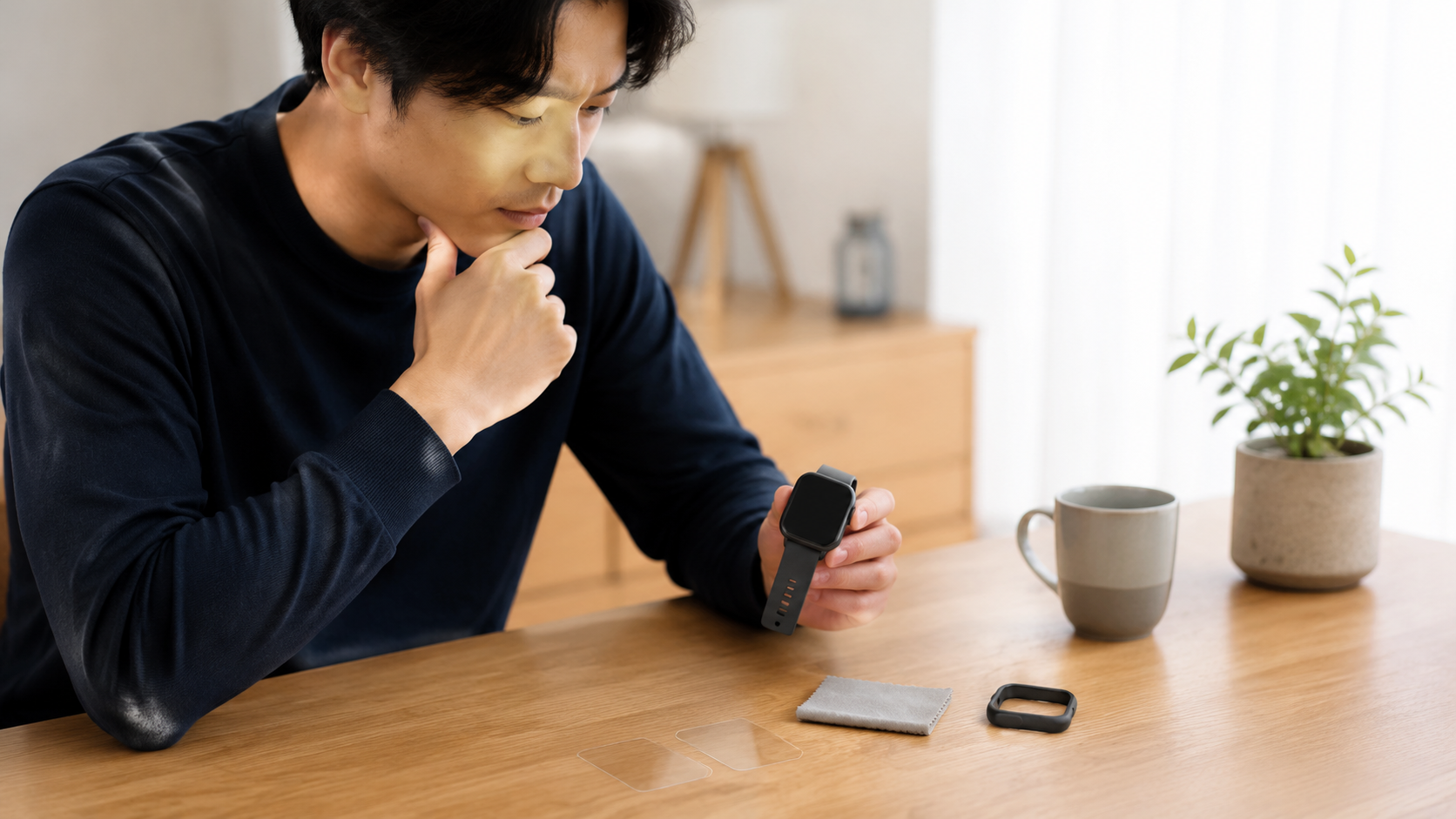 スマートウォッチと保護フィルムの必要性を検討する日本人ユーザー