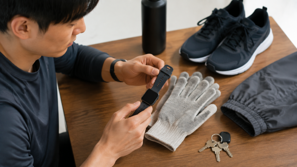 仕事や運動の環境からスマートウォッチ保護フィルムの必要性を考える場面
