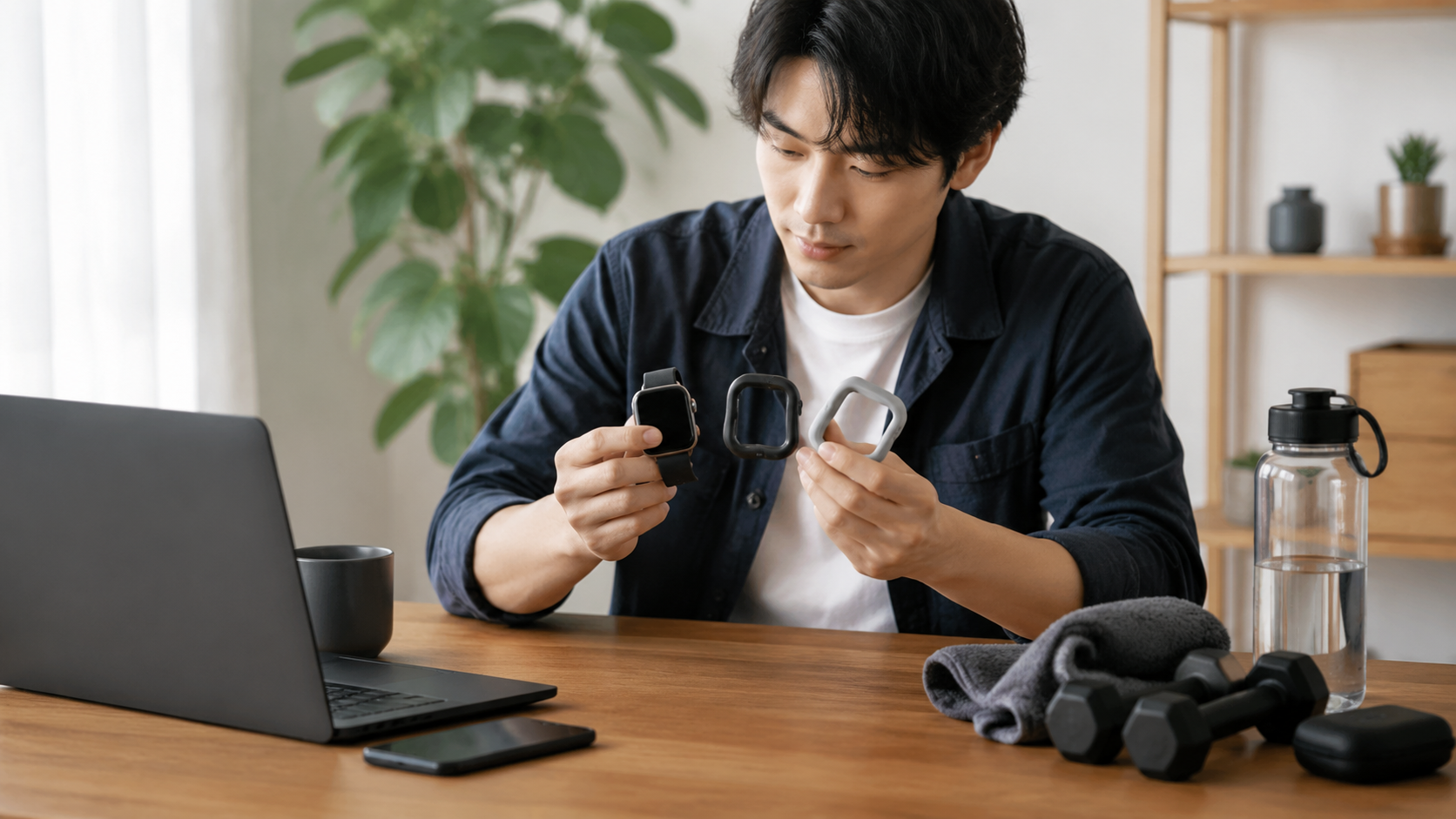 用途に合わせてスマートウォッチカバーの必要性を検討する日本人ユーザー
