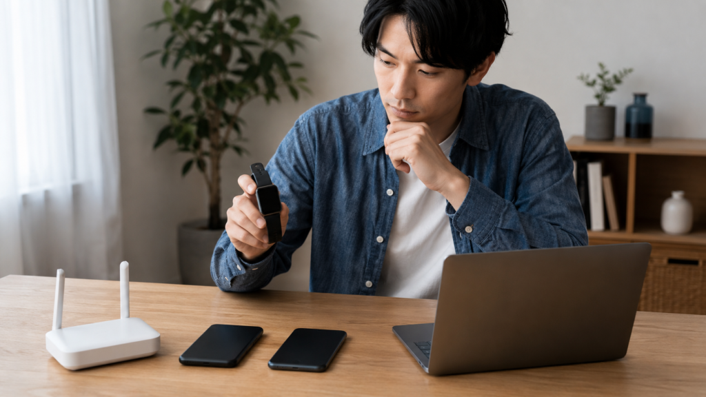 対応OSやアプリ連携を考えてスマートウォッチとスマートフォンを組み合わせる場面