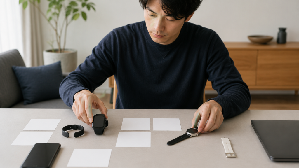 デザイン案・他社製品・模倣品が混ざる情報を慎重に見分ける場面