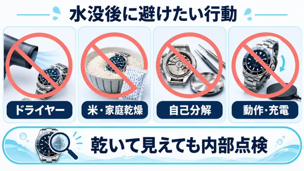 ドライヤーや家庭乾燥や自己分解や動作充電を避ける図解