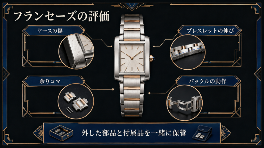 タンクフランセーズのブレスレットと付属品の評価ポイント図解